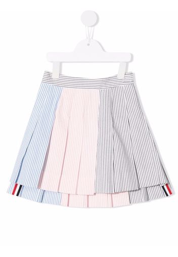 Thom Browne Kids Seersucker-Minirock mit Falten - Grau