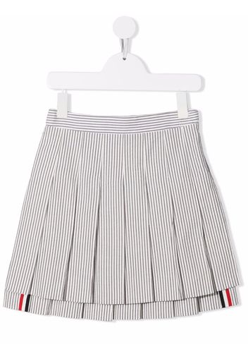 Thom Browne Kids Faltenrock mit RWB-Streifen - Grau