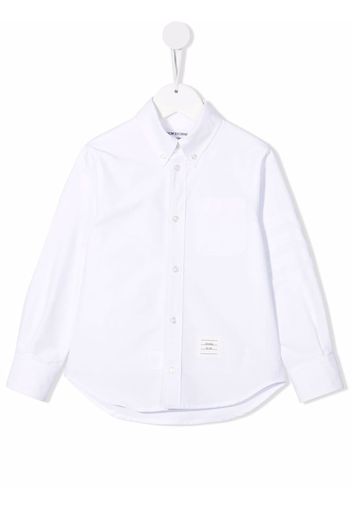 Thom Browne Kids Hemd mit Logo-Etikett - Weiß