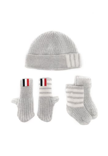 Thom Browne Kids Set aus Beanie und Merinowolle - Grau