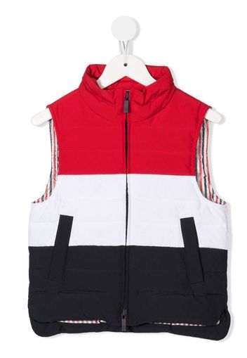 Thom Browne Kids Gefütterte Weste in Colour-Block-Optik - Rot