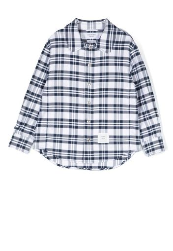 Thom Browne Kids Hemd mit Karomuster - Blau