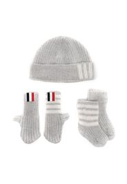 Thom Browne Kids Set aus Beanie und Merinowolle - Grau