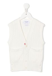 Thom Browne Kids Cardigan mit Zopfmuster - Weiß