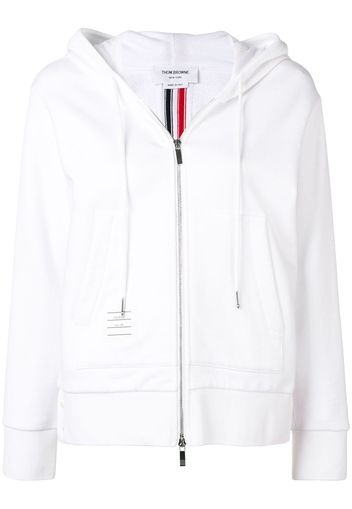 Thom Browne Kapuzenjacke mit Logo-Streifen - Weiß