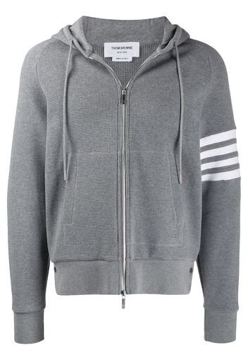 Thom Browne 4-Bar raglan-sleeve waffle stitch hoodie - Grau