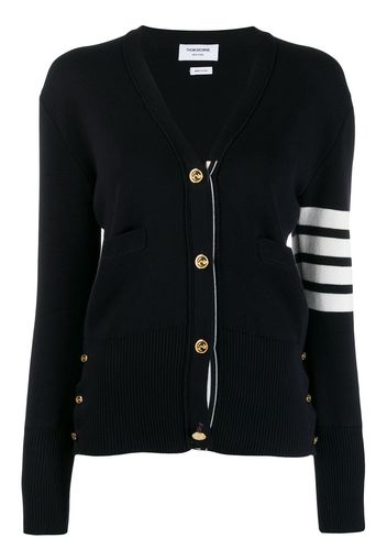 Thom Browne Cardigan mit Logo-Streifen und V-Ausschnitt - Blau