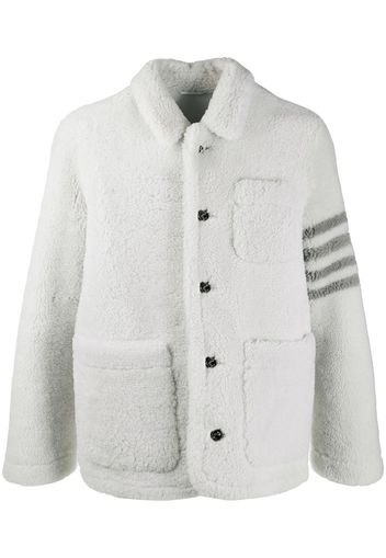 Thom Browne Shearling-Jacke mit Streifen - Weiß