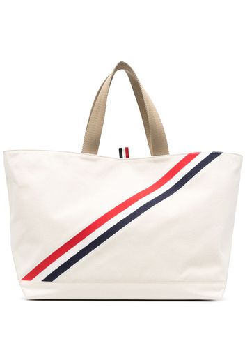 Thom Browne Canvas-Shopper mit RWB-Streifen - Nude