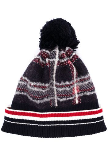 Thom Browne Beanie mit Check - Blau