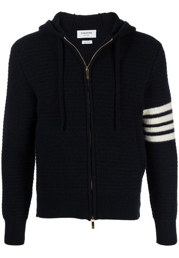 Thom Browne ZIP UP HOODIE W/ 4BAR IN OVERWASHED CASHMERE - Blau