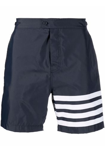 Thom Browne BUTTON FRONT BOARD SHORT W/ ADJUSTABLE ELASTIC BACK & 4BAR IN SWIM TECH - Blau