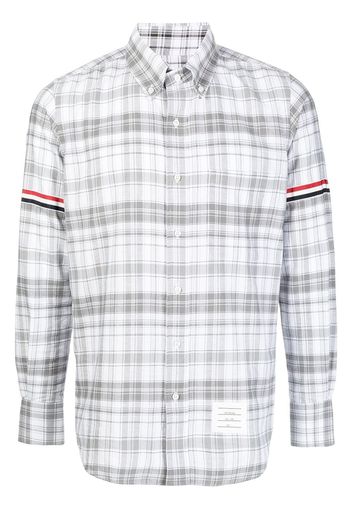 Thom Browne Kariertes Hemd mit RWB-Streifen - 035 MED GREY