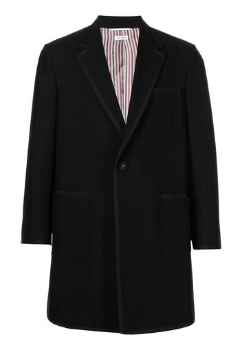 Thom Browne SHRUNKEN PATCH POCKET OVERCOAT - FIT 2 - W/ TIPPING IN 3PLY WOOL MOHAIR - Schwarz