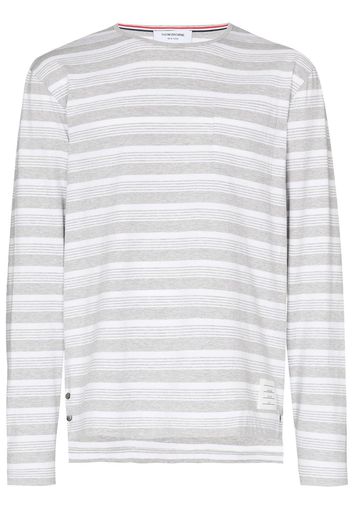 Thom Browne Gestreiftes Langarmshirt - Grau