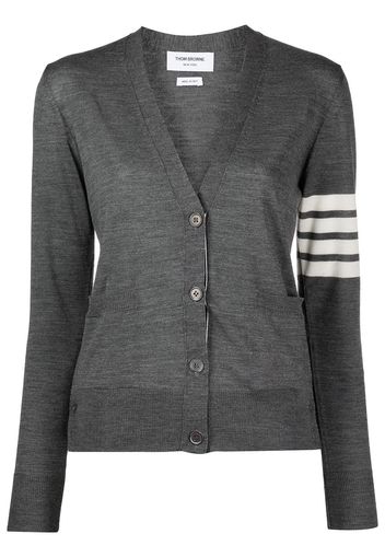 Thom Browne 4-Bar stripe V-neck cardigan - Grau