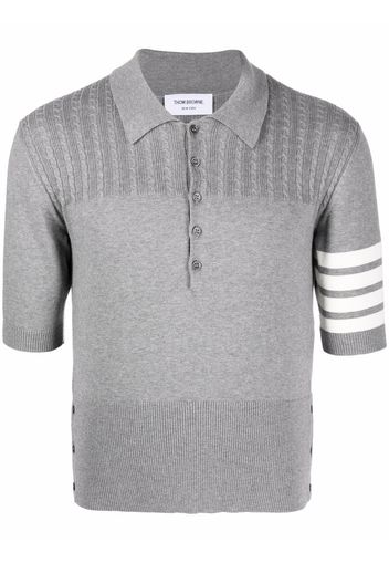 Thom Browne 4-Bar stripe knit polo shirt - Grau