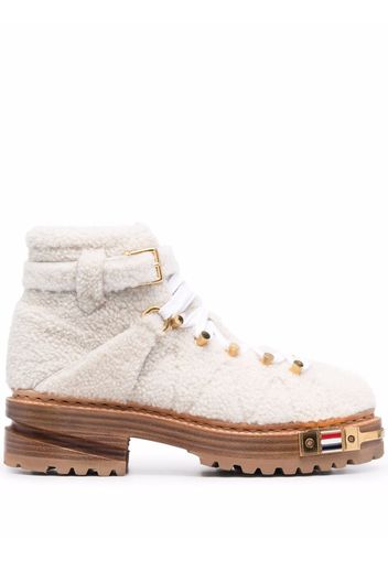 Thom Browne Shearling-Stiefeletten - Weiß