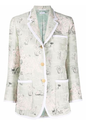 Thom Browne Einreihiger Jacquard-Blazer - Grün