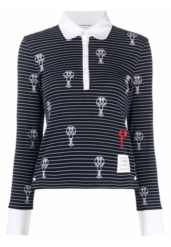 Thom Browne Poloshirt mit Hummerstickerei - Blau