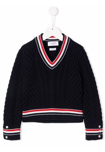 THOM BROWNE Pullover mit Zopfmuster - Blau