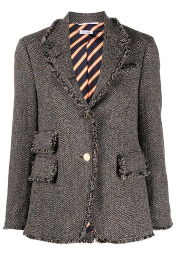 Thom Browne Tweed-Jacke mit Fischgrätenmuster - Braun