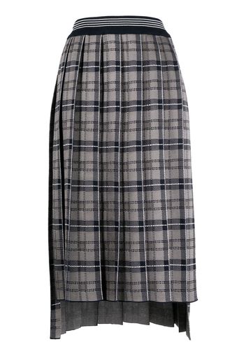 Thom Browne tartan-print pleated midi skirt - Grau