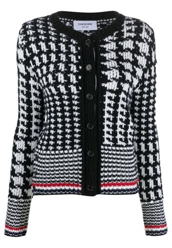 Thom Browne Kaschmircardigan mit RWB-Streifen - Schwarz