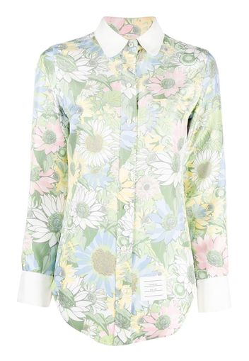 Thom Browne Seidenhemd mit Blumen-Print - Grün