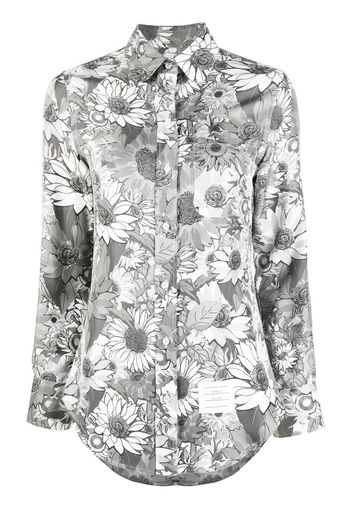Thom Browne Seidenhemd mit Blumen-Print - Grün