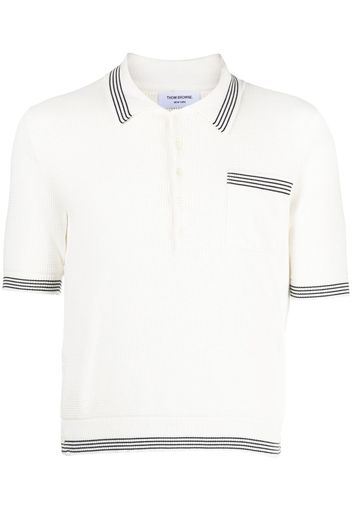 Thom Browne Poloshirt mit Waffelstrick-Muster - Weiß