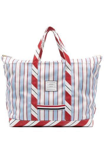 Thom Browne Gestreifter Shopper mit Logo-Patch - Blau