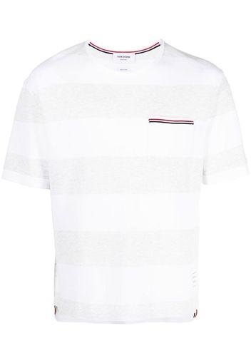 Thom Browne Gestreiftes T-Shirt - Grau