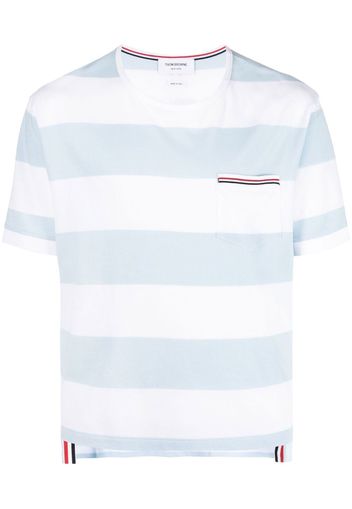 Thom Browne Gestreiftes T-Shirt - Blau