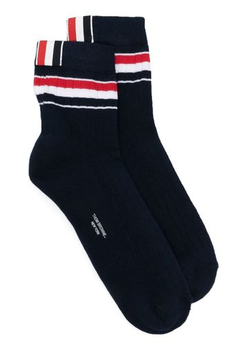 Thom Browne Gestreifte Socken aus geripptem Strick - Blau