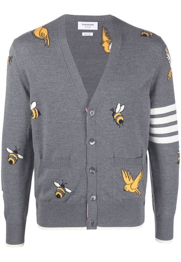 Thom Browne Cardigan mit Intarsienmuster - Grau