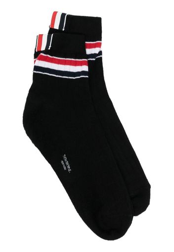 Thom Browne Gestreifte Socken aus geripptem Strick - Schwarz