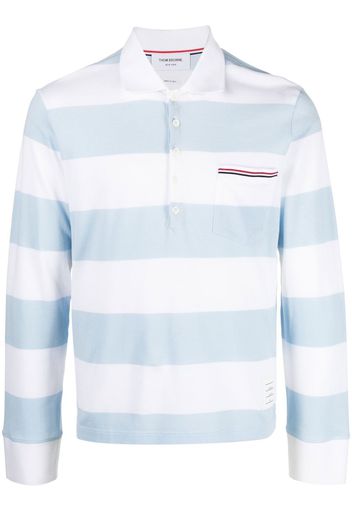 Thom Browne Gestreiftes Poloshirt - Blau