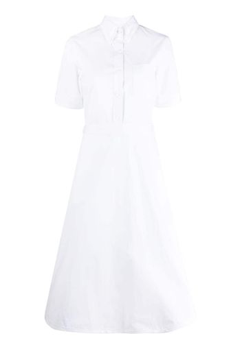 Thom Browne SHORT SLEEVE HIGH WAISTED A-LINE SHIRTDRESS IN HEAVY POPLIN - 100 WHITE