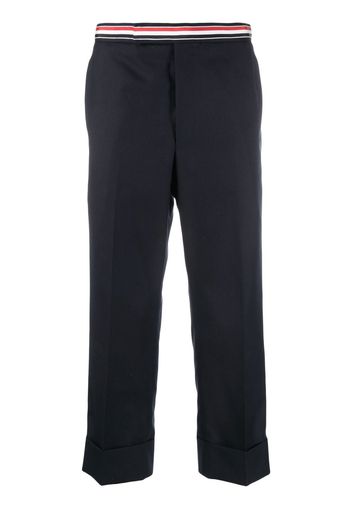 Thom Browne RWB-waistband cropped tailored trousers - Blau