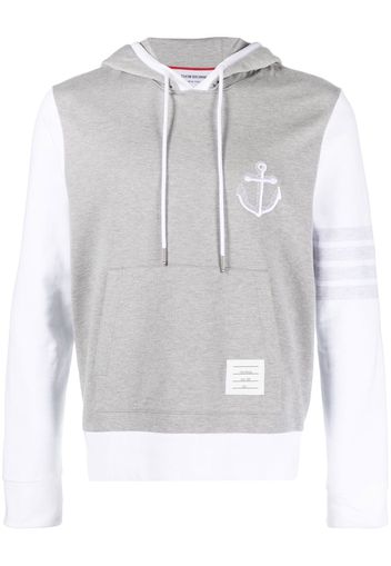 Thom Browne anchor-embroidery panelled hoodie - Weiß