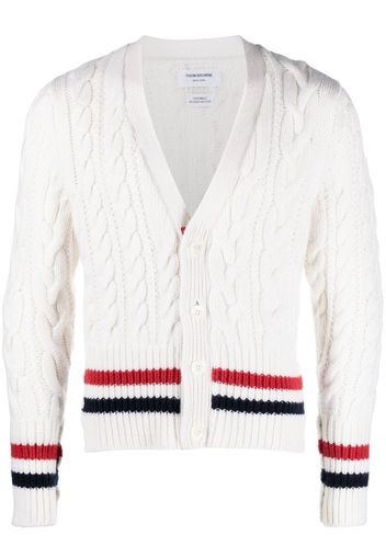 Thom Browne RWB cable-knit V-neck cardigan - Weiß