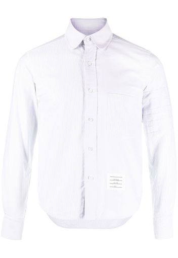 Thom Browne 4-Bar striped Oxford shirt - Grau