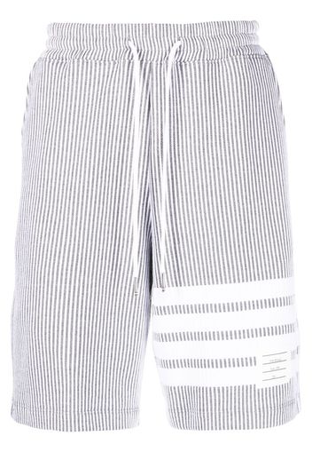 Thom Browne 4-Bar stripe seersucker shorts - Grau