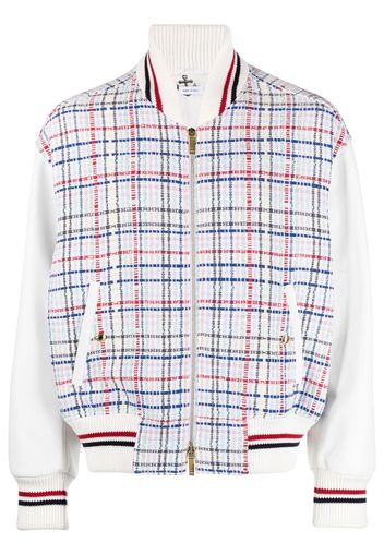 Thom Browne gingham-check bomber jacket - Weiß