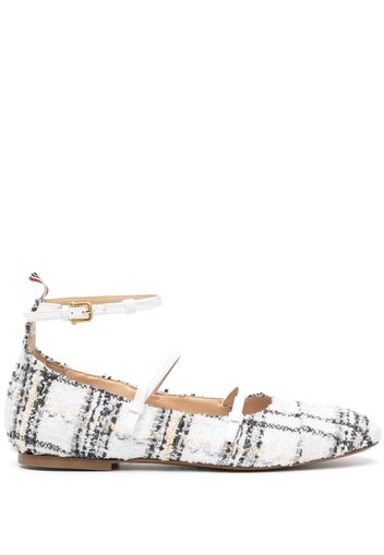 Thom Browne plaid-check tweed ballerina shoes - Grau