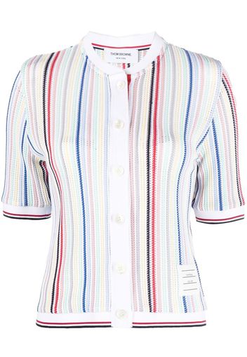 Thom Browne striped short-sleeve cardigan - Weiß