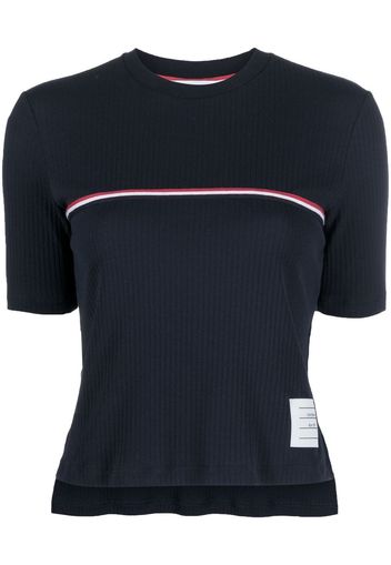 Thom Browne RWB-stripe ribbed cotton T-shirt - Blau