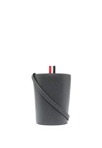 Thom Browne mini drawstring-top leather bucket bag - Grau