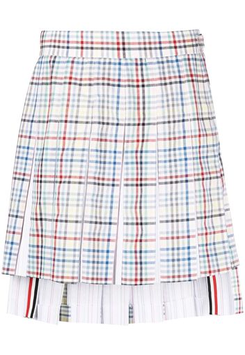 Thom Browne gingham pleated mini skirt - Weiß